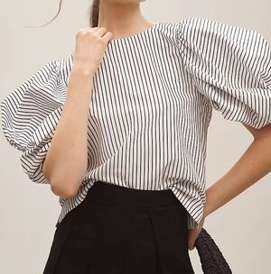 Maeve Puff-sleeve Boatneck Top
